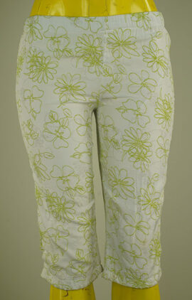 Pantalon Blanco Estampado Verde